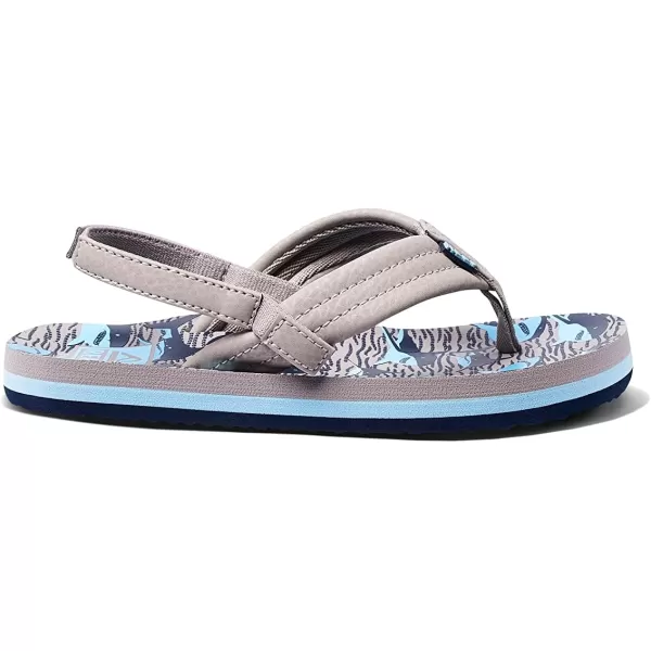 imageREEF ToddlerLittle Kid Ahi Beach Flip Flop Soft Cushion Footbed Water Friendly BackstrapTan Sharks