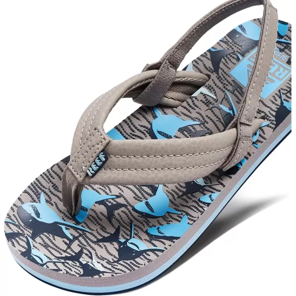 imageREEF ToddlerLittle Kid Ahi Beach Flip Flop Soft Cushion Footbed Water Friendly BackstrapTan Sharks