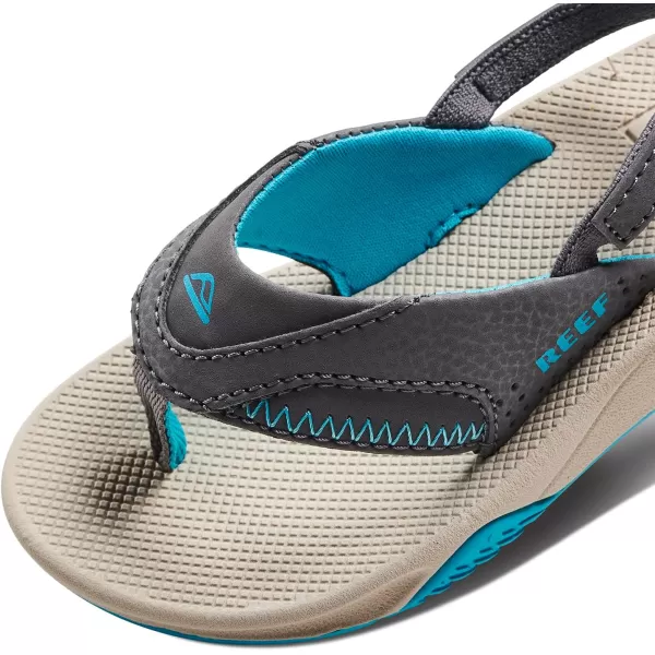 imageREEF ToddlerLittle Kid Fanning Flip Flop Arch Support Durable Outsole Water Friendly BackstrapGreyAquaOak