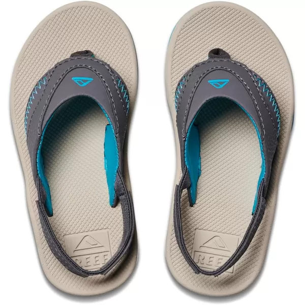imageREEF ToddlerLittle Kid Fanning Flip Flop Arch Support Durable Outsole Water Friendly BackstrapGreyAquaOak