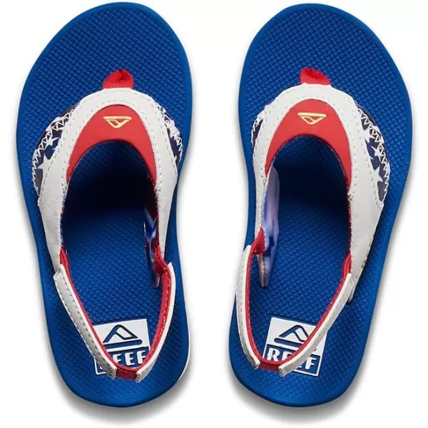 imageREEF ToddlerLittle Kid Fanning Flip Flop Arch Support Durable Outsole Water Friendly BackstrapRed White and Blue