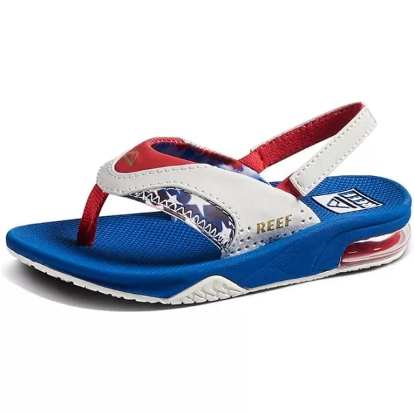 imageREEF ToddlerLittle Kid Fanning Flip Flop Arch Support Durable Outsole Water Friendly BackstrapRed White and Blue