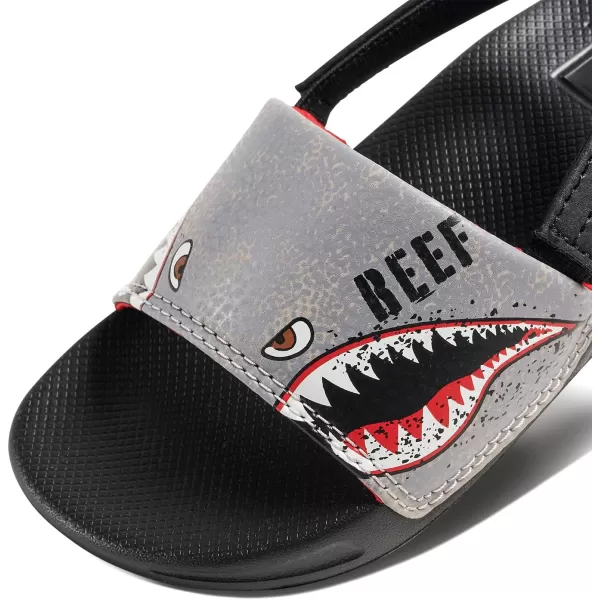imageREEF ToddlerLittle Kid One Slide Sandal Lightweight ampamp Water Friendly BackstrapFlying Sharks