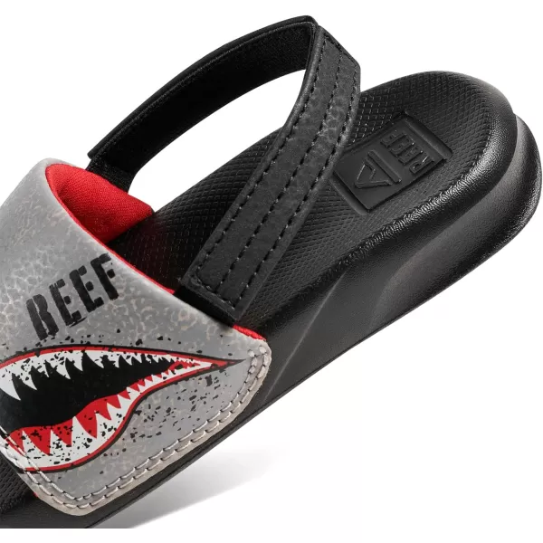 imageREEF ToddlerLittle Kid One Slide Sandal Lightweight ampamp Water Friendly BackstrapFlying Sharks
