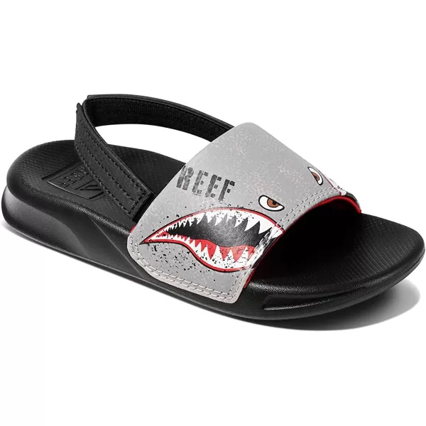 imageREEF ToddlerLittle Kid One Slide Sandal Lightweight ampamp Water Friendly BackstrapFlying Sharks