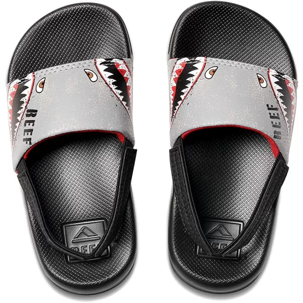 imageREEF ToddlerLittle Kid One Slide Sandal Lightweight ampamp Water Friendly BackstrapFlying Sharks