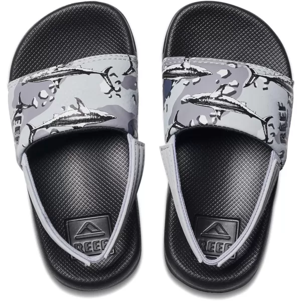 imageREEF ToddlerLittle Kid One Slide Sandal Lightweight ampamp Water Friendly BackstrapGrey Camo Shark