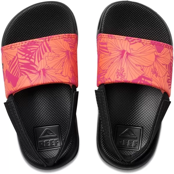 imageREEF ToddlerLittle Kid One Slide Sandal Lightweight ampamp Water Friendly BackstrapPink Peacock Hibiscus