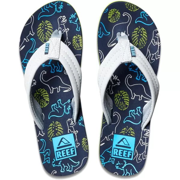 imageREEF UnisexChild Kids Ahi FlipFlopNavyGrey Dino