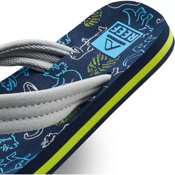 imageREEF UnisexChild Kids Ahi FlipFlopNavyGrey Dino