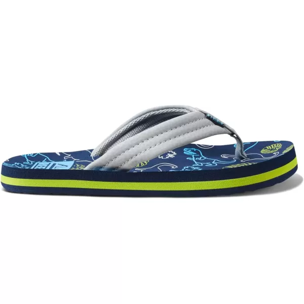 imageREEF UnisexChild Kids Ahi FlipFlopNavyGrey Dino