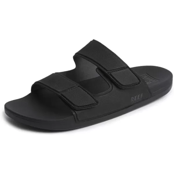 imageREEF Cushion Tradewind Mens Fashion Slides Adjustable Velcro Straps Ultra Soft Cushion Footbed Arch SupportBlack