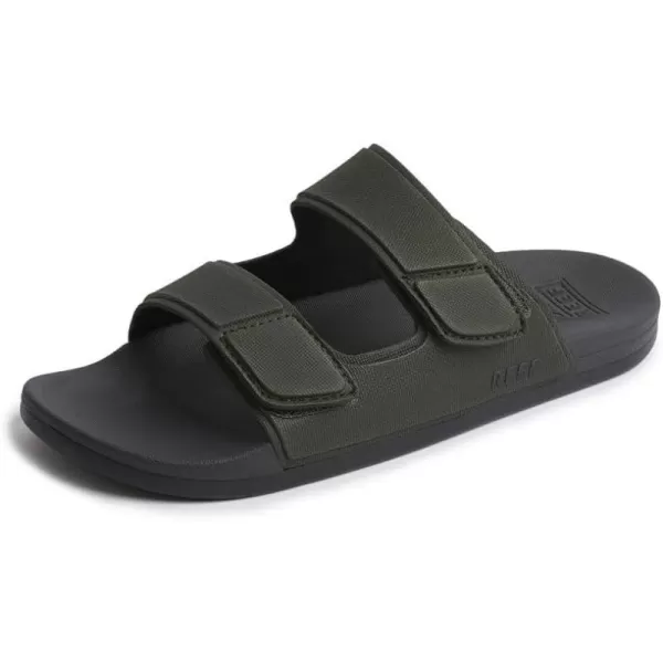 imageREEF Cushion Tradewind Mens Fashion Slides Adjustable Velcro Straps Ultra Soft Cushion Footbed Arch SupportGreyOlive