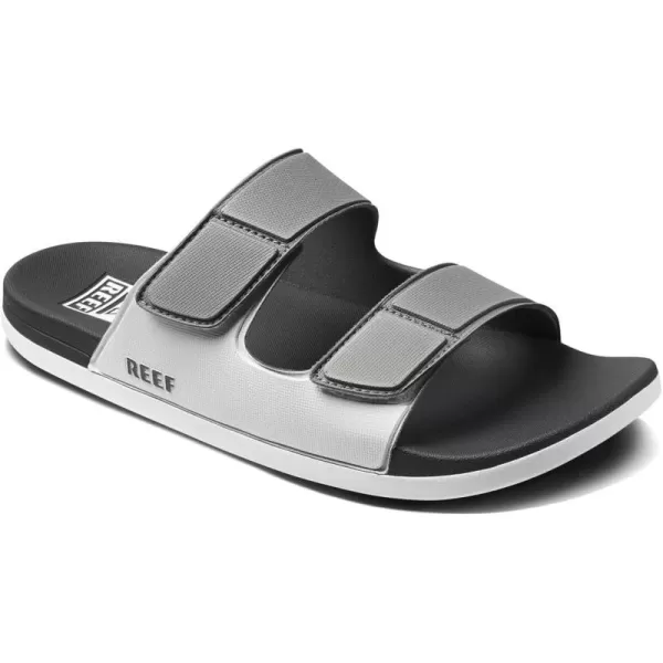 imageREEF Cushion Tradewind Mens Fashion Slides Adjustable Velcro Straps Ultra Soft Cushion Footbed Arch SupportGreyWhiteGrey