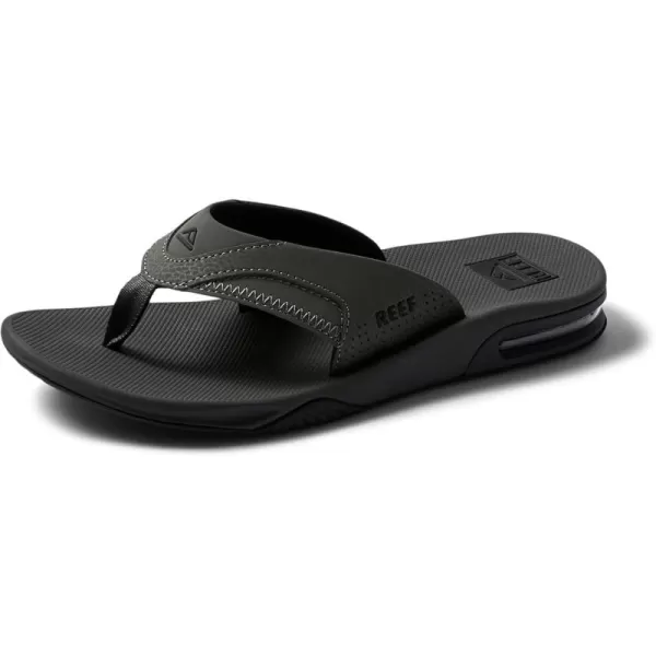 imageREEF Fanning Mens Bottle Opener Flip Flop Arch Support Durable Outsole Water FriendlyGreyBlack