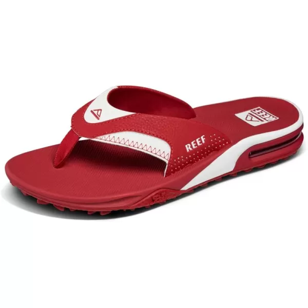 imageREEF Fanning Pregame Mens Bottle Opener Flip Flop Arch Support Durable Outsole Water FriendlyCrimsonWhite