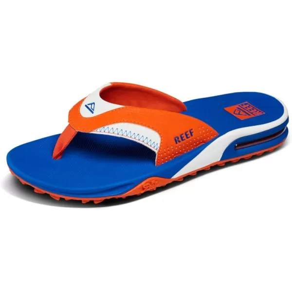 imageREEF Fanning Pregame Mens Bottle Opener Flip Flop Arch Support Durable Outsole Water FriendlyOrangeBlue