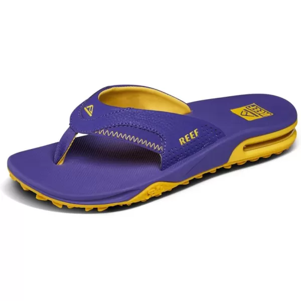 imageREEF Fanning Pregame Mens Bottle Opener Flip Flop Arch Support Durable Outsole Water FriendlyPurpleGold