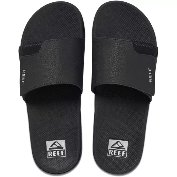 imageREEF Fanning Slide Mens Bottle Opener Sandal Arch Support Durable Outsole Water FriendlyBlackSilver