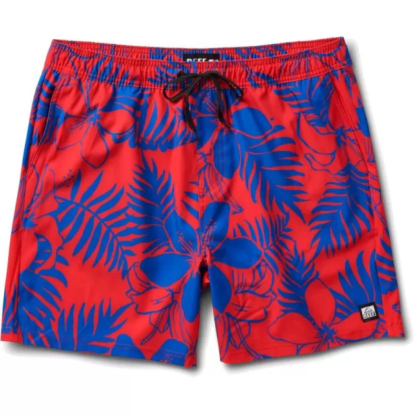 imageREEF Mens 17quot Elastic Waist ShortWaltonHibiscus
