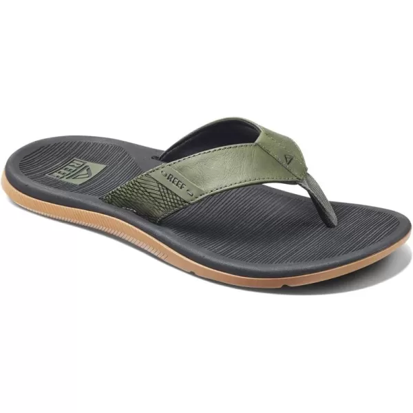 imageREEF Santa Ana Mens Flip Flop Arch Support Water Friendly Non Marking OutsoleGeo OliveGum