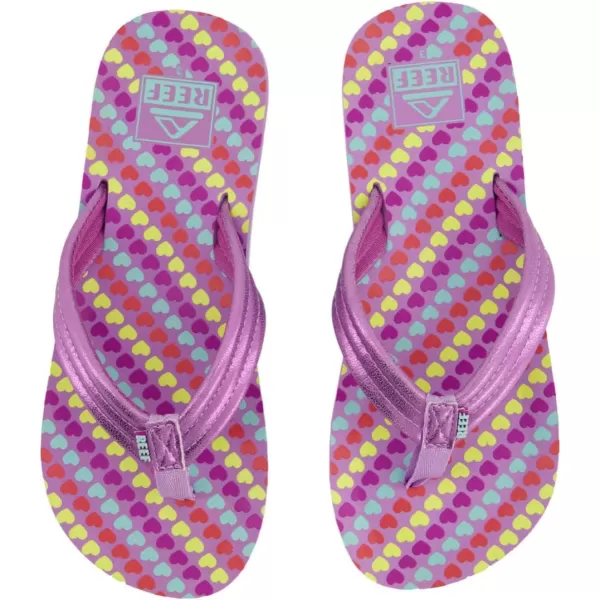 imageREEF UnisexChild Kids Ahi FlipFlopLavender Hearts