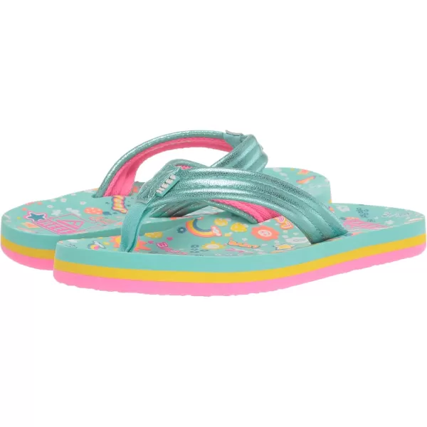 imageREEF UnisexChild Kids Ahi FlipFlopLove Rainbow