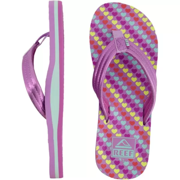 imageREEF UnisexChild Kids Ahi FlipFlopLavender Hearts