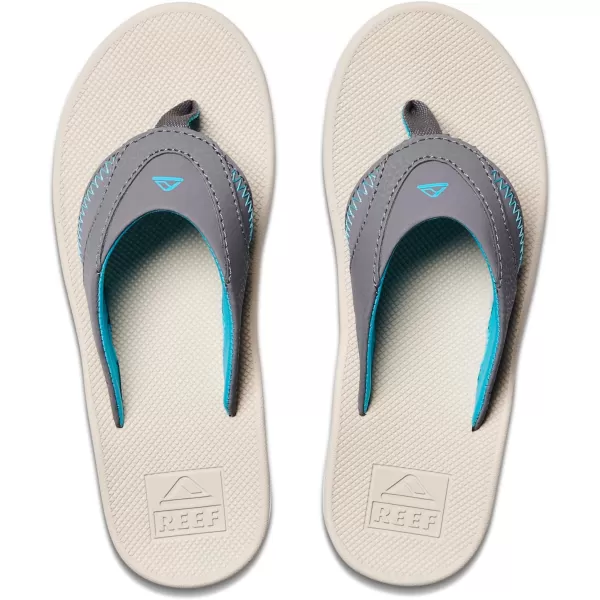 imageREEF Kids Fanning Flip Flop Arch Support Durable Outsole Water FriendlyGreyAquaOak