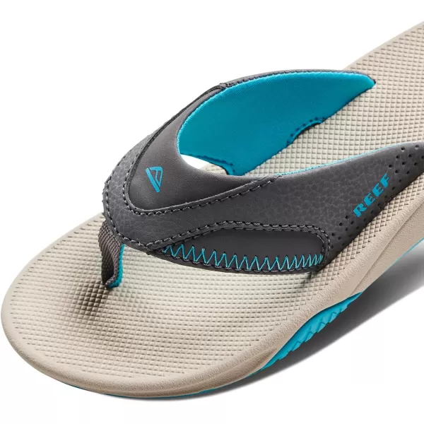 imageREEF Kids Fanning Flip Flop Arch Support Durable Outsole Water FriendlyGreyAquaOak
