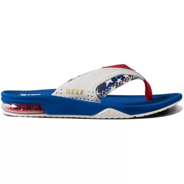 imageREEF Kids Fanning Flip Flop Arch Support Durable Outsole Water FriendlyRed White and Blue