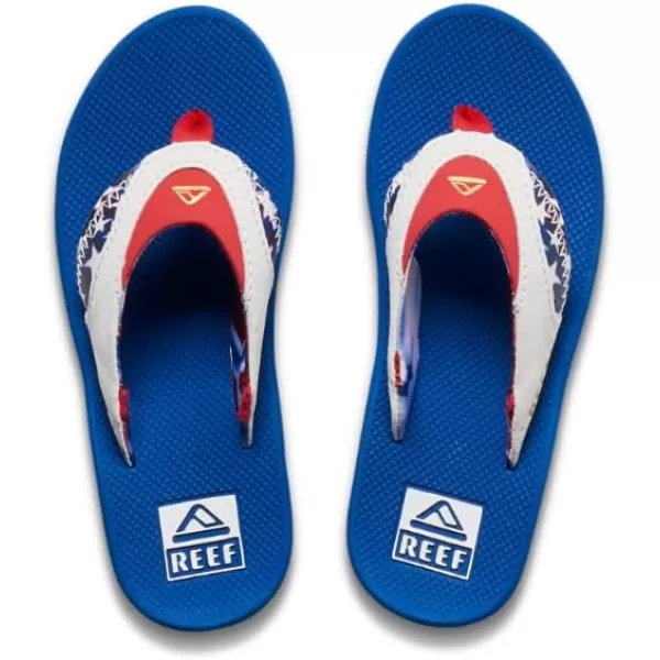 imageREEF Kids Fanning Flip Flop Arch Support Durable Outsole Water FriendlyRed White and Blue