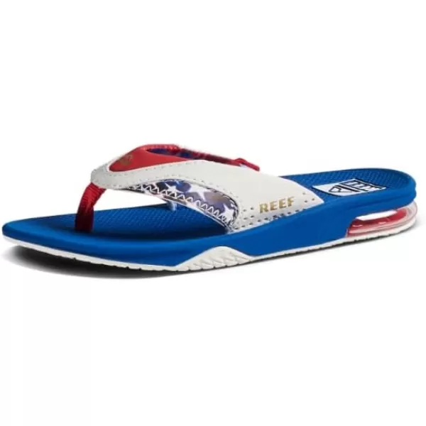 imageREEF Kids Fanning Flip Flop Arch Support Durable Outsole Water FriendlyRed White and Blue