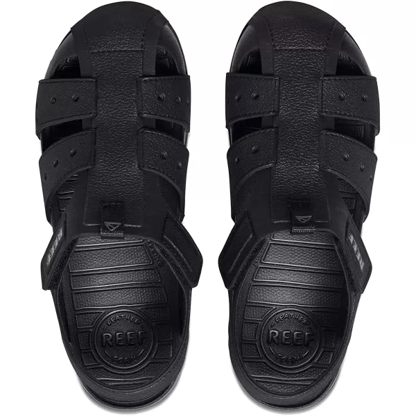 imageREEF Kids Water Beachy Fisherman Sandal Water Friendly Adjustable Velcro Strap Closed ToeBlack