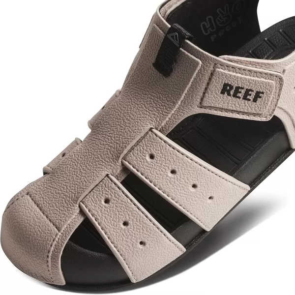 imageREEF Kids Water Beachy Fisherman Sandal Water Friendly Adjustable Velcro Strap Closed ToeBlackTaupe