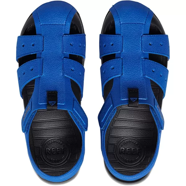 imageREEF Kids Water Beachy Fisherman Sandal Water Friendly Adjustable Velcro Strap Closed ToeBlueBlack