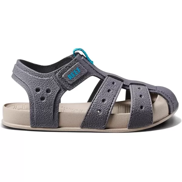 imageREEF Kids Water Beachy Fisherman Sandal Water Friendly Adjustable Velcro Strap Closed ToeOakGreyAqua
