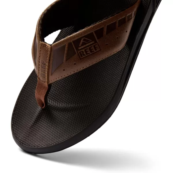 imageREEF Phantom LE Mens Beach Flip Flop Full Grain Leather Strap Compression Molded EVA FootbedBrownTan