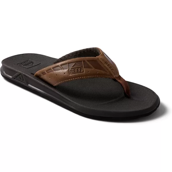 imageREEF Phantom LE Mens Beach Flip Flop Full Grain Leather Strap Compression Molded EVA FootbedBrownTan