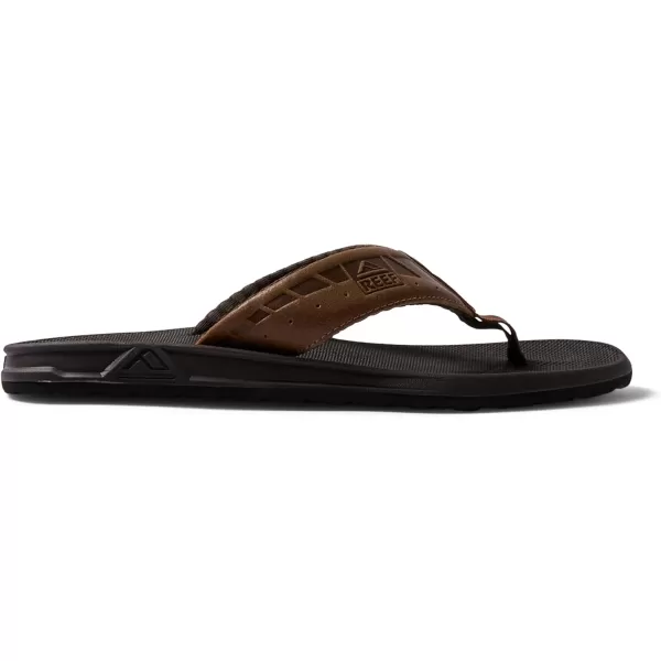 imageREEF Phantom LE Mens Beach Flip Flop Full Grain Leather Strap Compression Molded EVA FootbedBrownTan