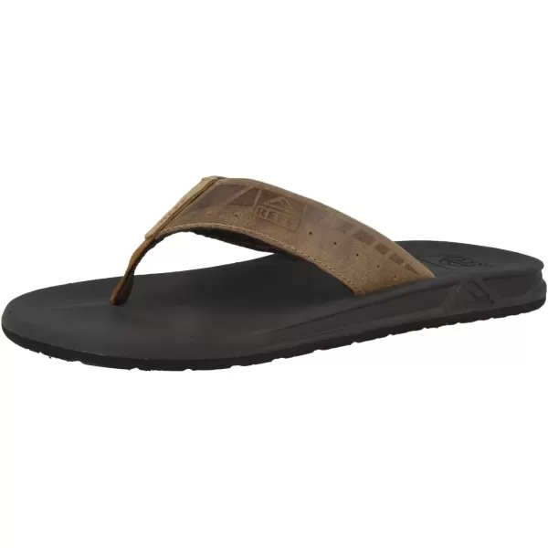 imageREEF Phantom LE Mens Beach Flip Flop Full Grain Leather Strap Compression Molded EVA FootbedBrownTan