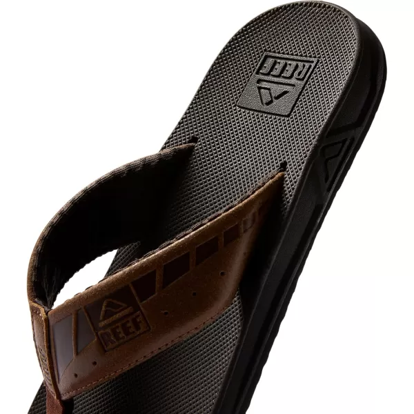 imageREEF Phantom LE Mens Beach Flip Flop Full Grain Leather Strap Compression Molded EVA FootbedBrownTan