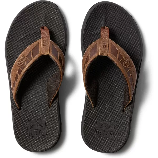 imageREEF Phantom LE Mens Beach Flip Flop Full Grain Leather Strap Compression Molded EVA FootbedBrownTan