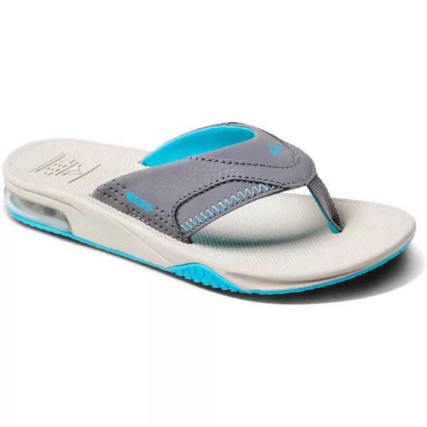 imageREEF Kids Fanning Flip Flop Arch Support Durable Outsole Water FriendlyGreyAquaOak