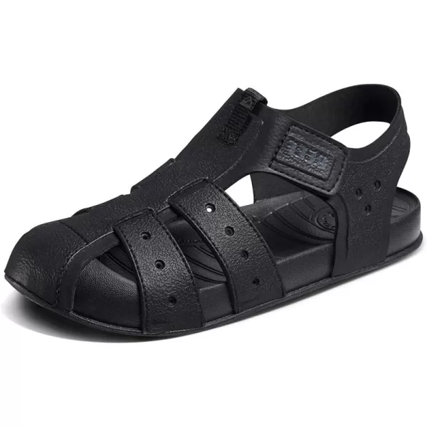 imageREEF Kids Water Beachy Fisherman Sandal Water Friendly Adjustable Velcro Strap Closed ToeBlack
