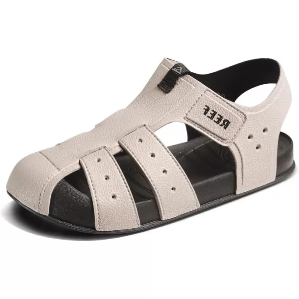 imageREEF Kids Water Beachy Fisherman Sandal Water Friendly Adjustable Velcro Strap Closed ToeBlackTaupe