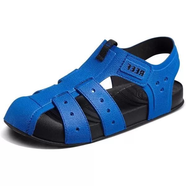 imageREEF Kids Water Beachy Fisherman Sandal Water Friendly Adjustable Velcro Strap Closed ToeBlueBlack