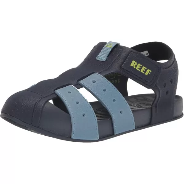 imageREEF Kids Water Beachy Fisherman Sandal Water Friendly Adjustable Velcro Strap Closed ToeGreyOceanLime