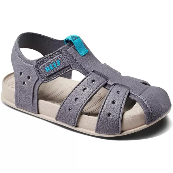 imageREEF Kids Water Beachy Fisherman Sandal Water Friendly Adjustable Velcro Strap Closed ToeOakGreyAqua