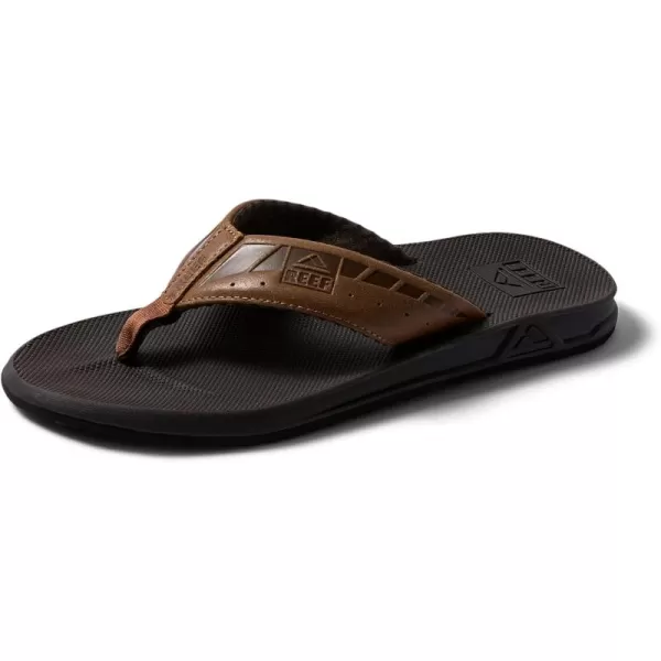 imageREEF Phantom LE Mens Beach Flip Flop Full Grain Leather Strap Compression Molded EVA FootbedBrownTan